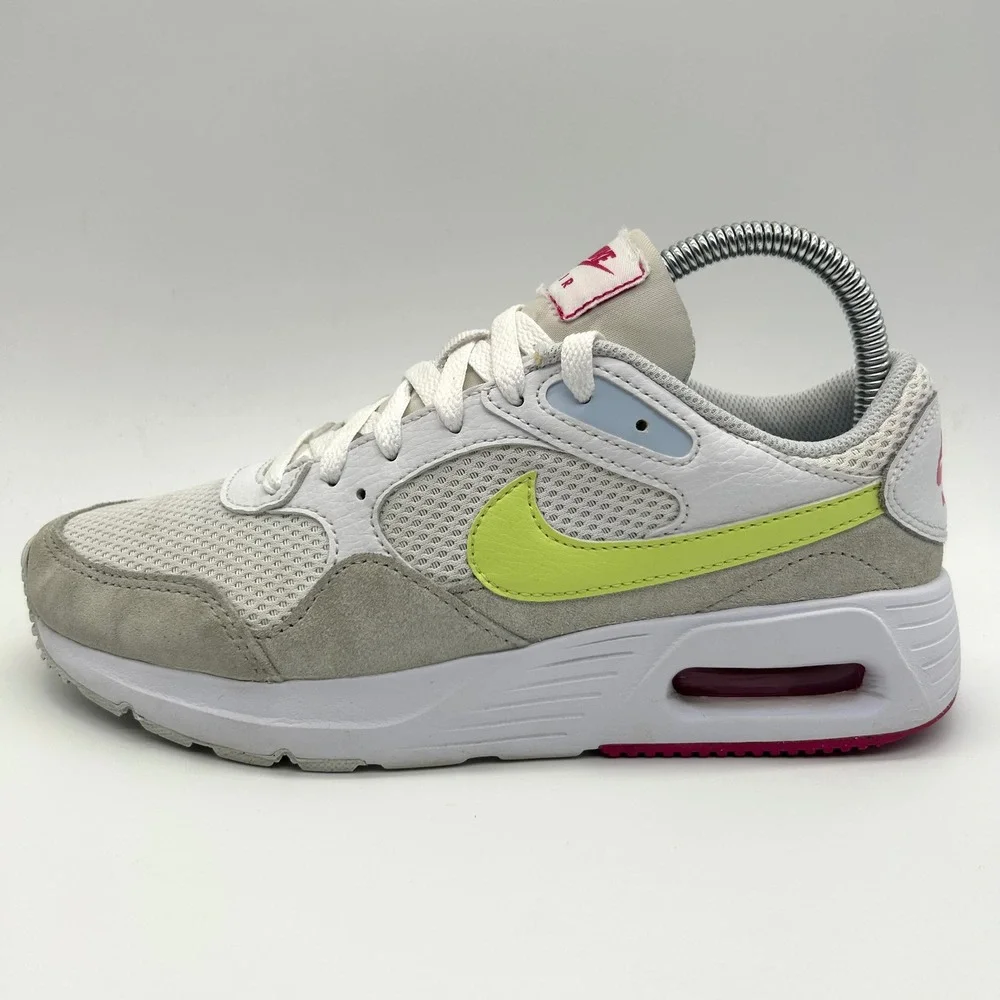 Nike Air Max SC Shoes Womens 7 White Lemon Mesh Suede Athletic Sneakers